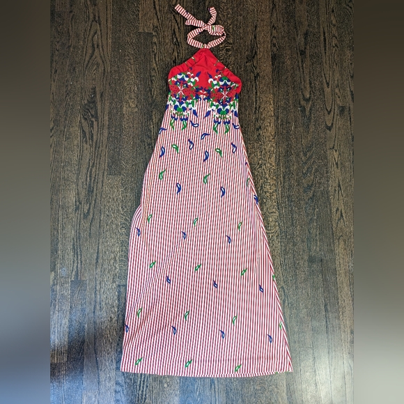 Vintage 1970s Halter Tie Maxi Dress - Picture 9 of 16